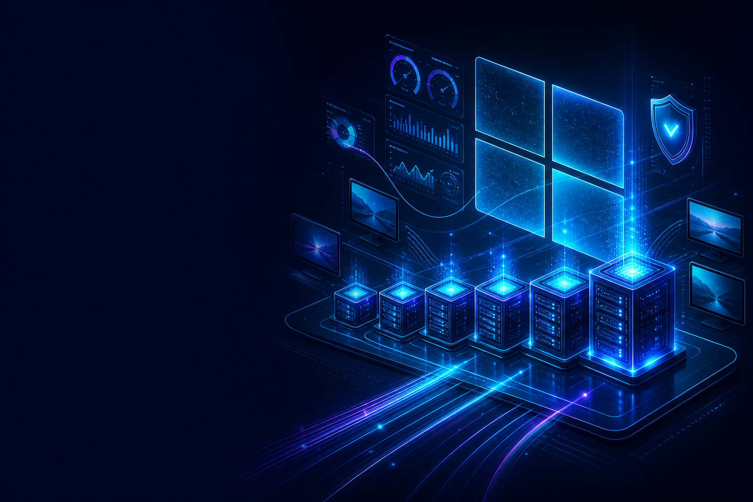 Scalable managed Windows VPS servers with remote desktop and security monitoring
